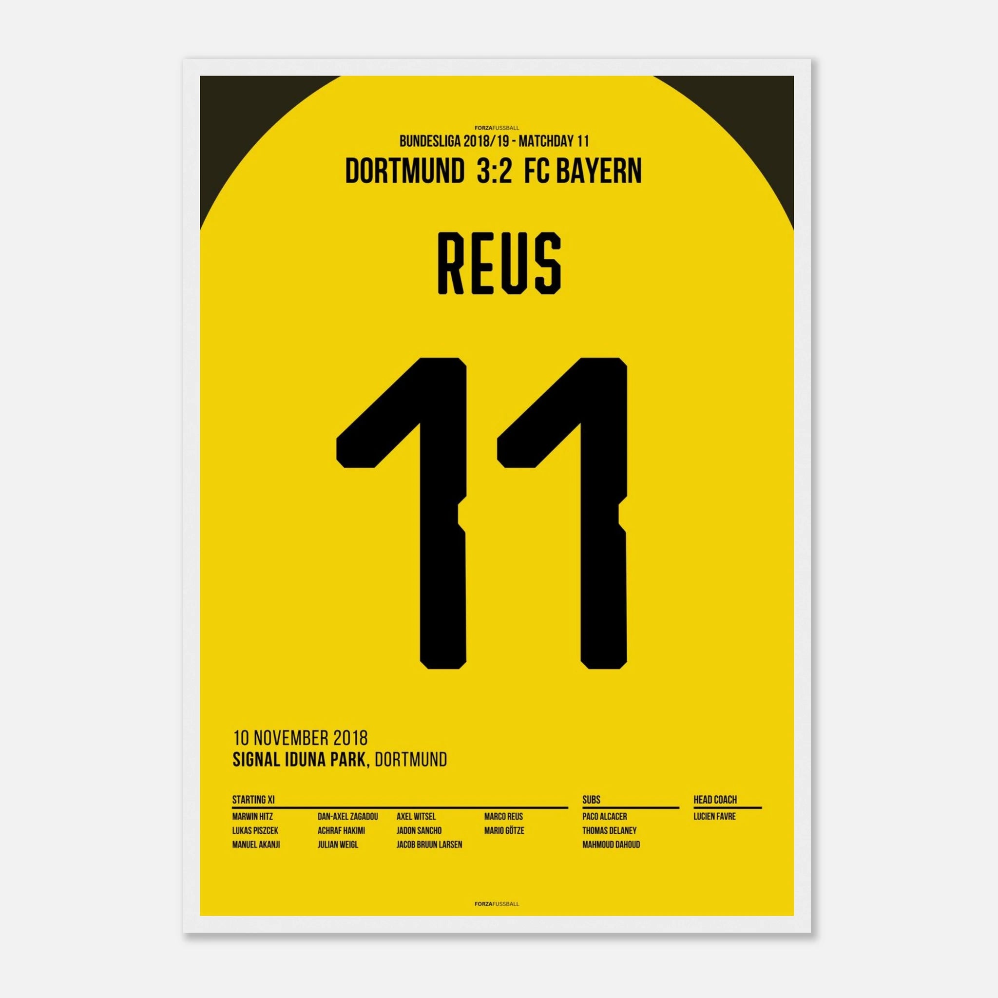Marco Reus schießt die Bayern aus dem Stadion Fußball Poster mit Rahmen