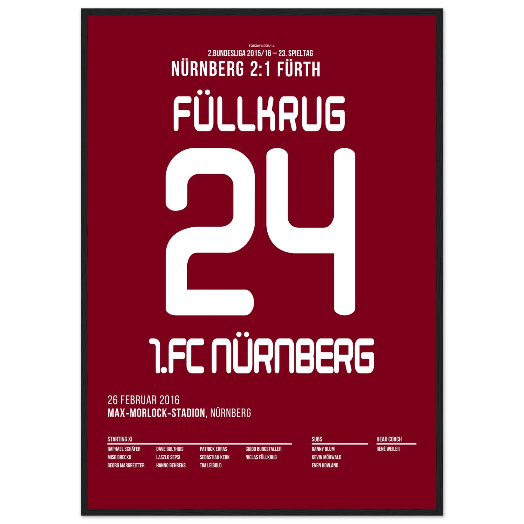 Niclas Füllkrug bricht den Derby-Fluch Fußball Poster mit Rahmen