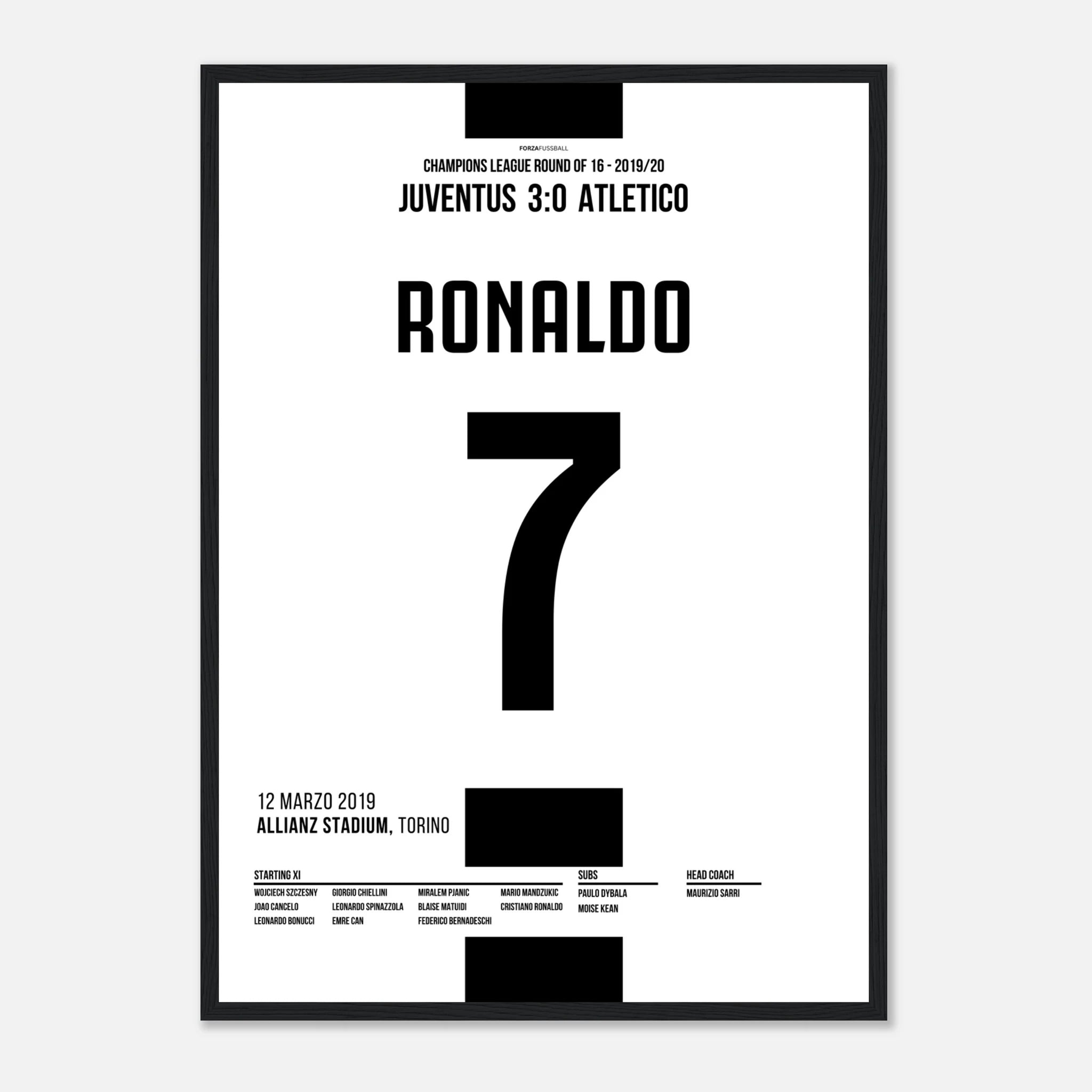 Ronaldo mit Hattrick auf Ansage gegen Atletico Fußball Poster mit Rahmen