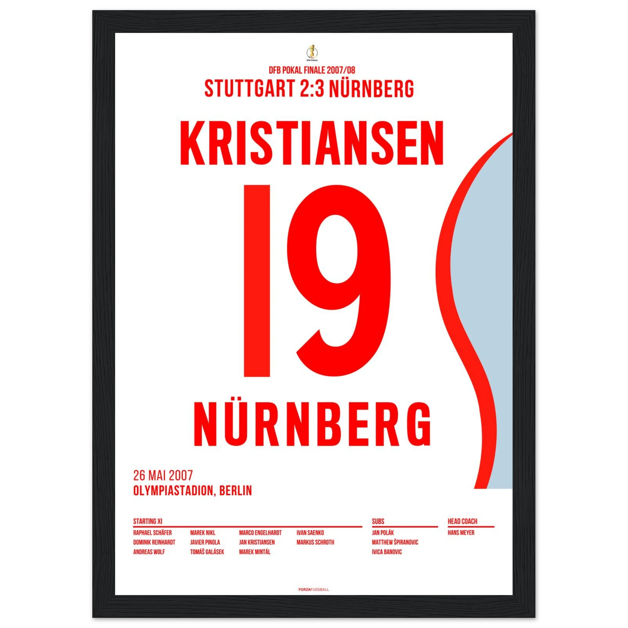 Jan Kristiansen mit dem Traumtor zum DFB Pokalsieg 2007 Fußball Poster mit Rahmen