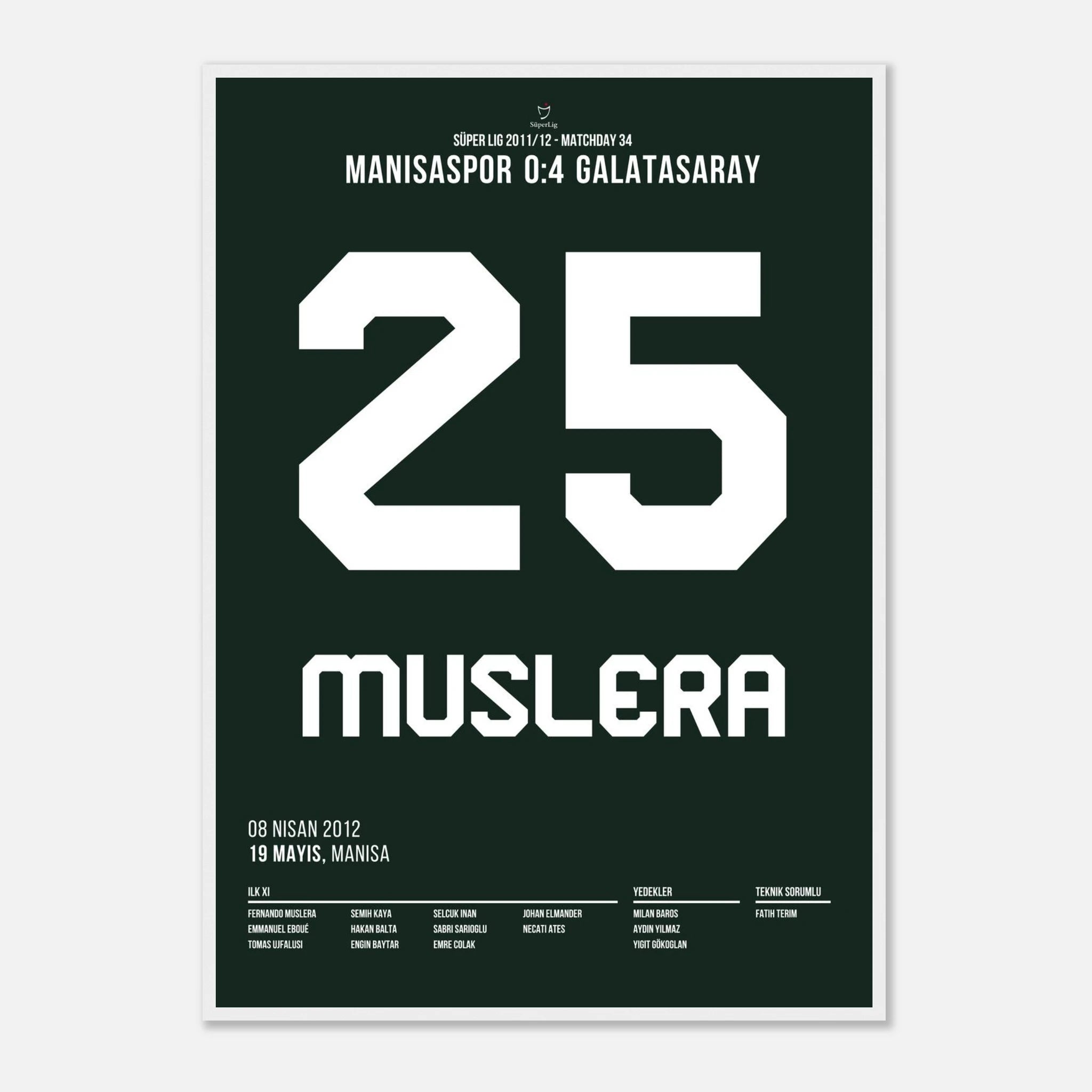 Muslera verwandelt vom Punkt zur Meisterschaft 2012 Fußball Poster mit Rahmen