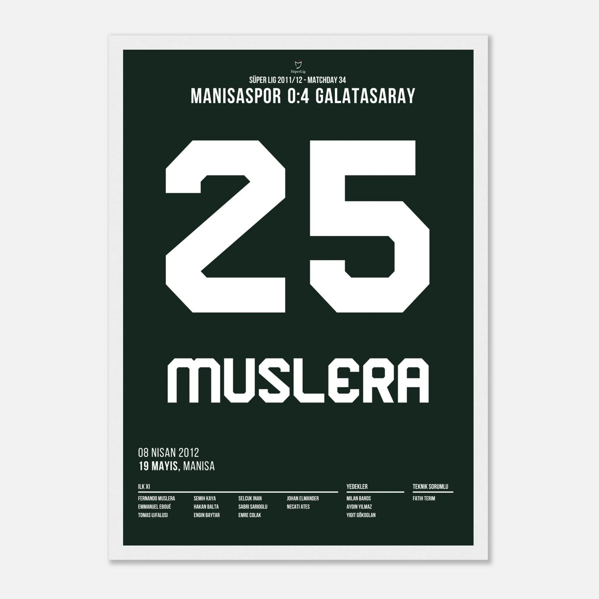 Muslera verwandelt vom Punkt zur Meisterschaft 2012 Fußball Poster mit Rahmen