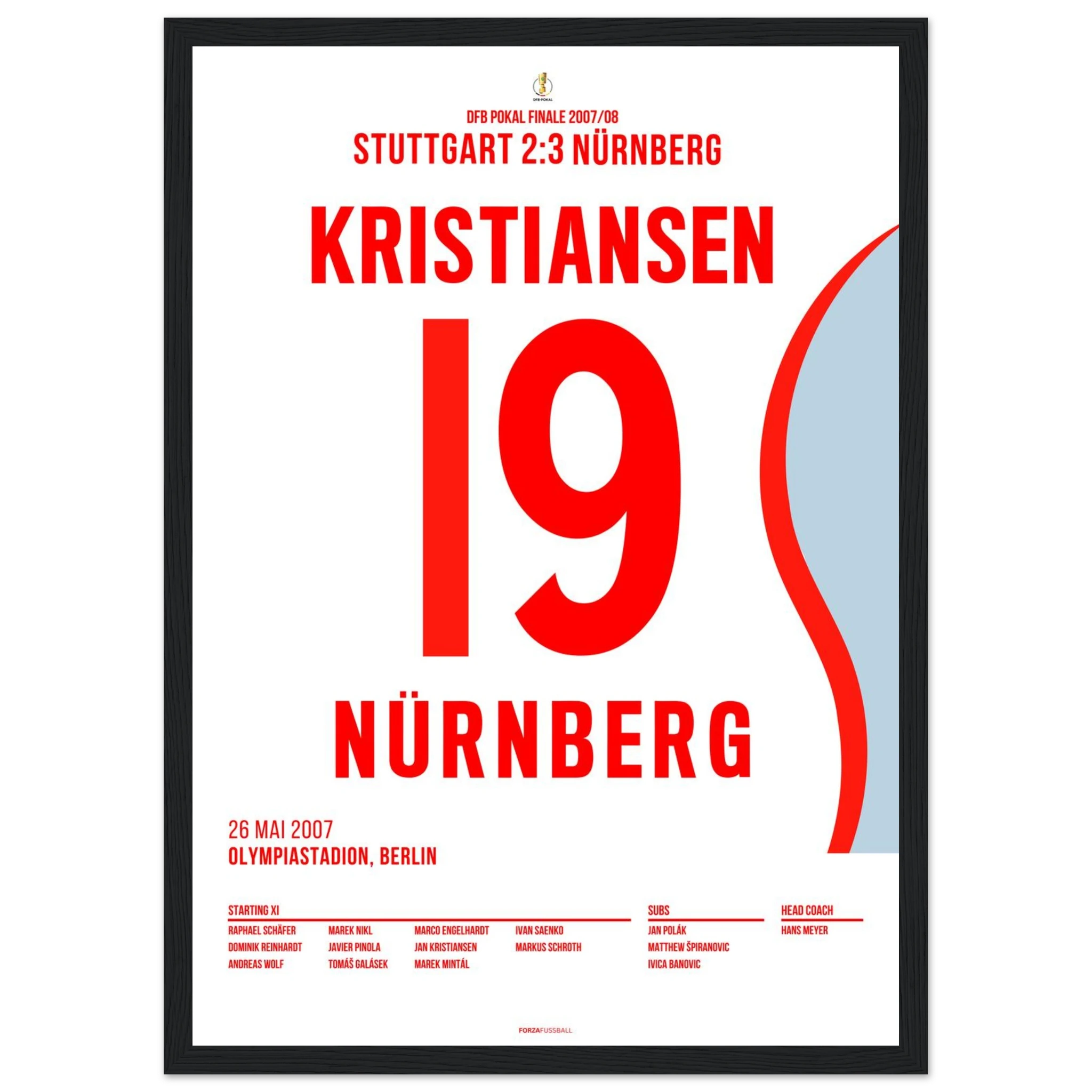 Jan Kristiansen mit dem Traumtor zum DFB Pokalsieg 2007 Fußball Poster mit Rahmen
