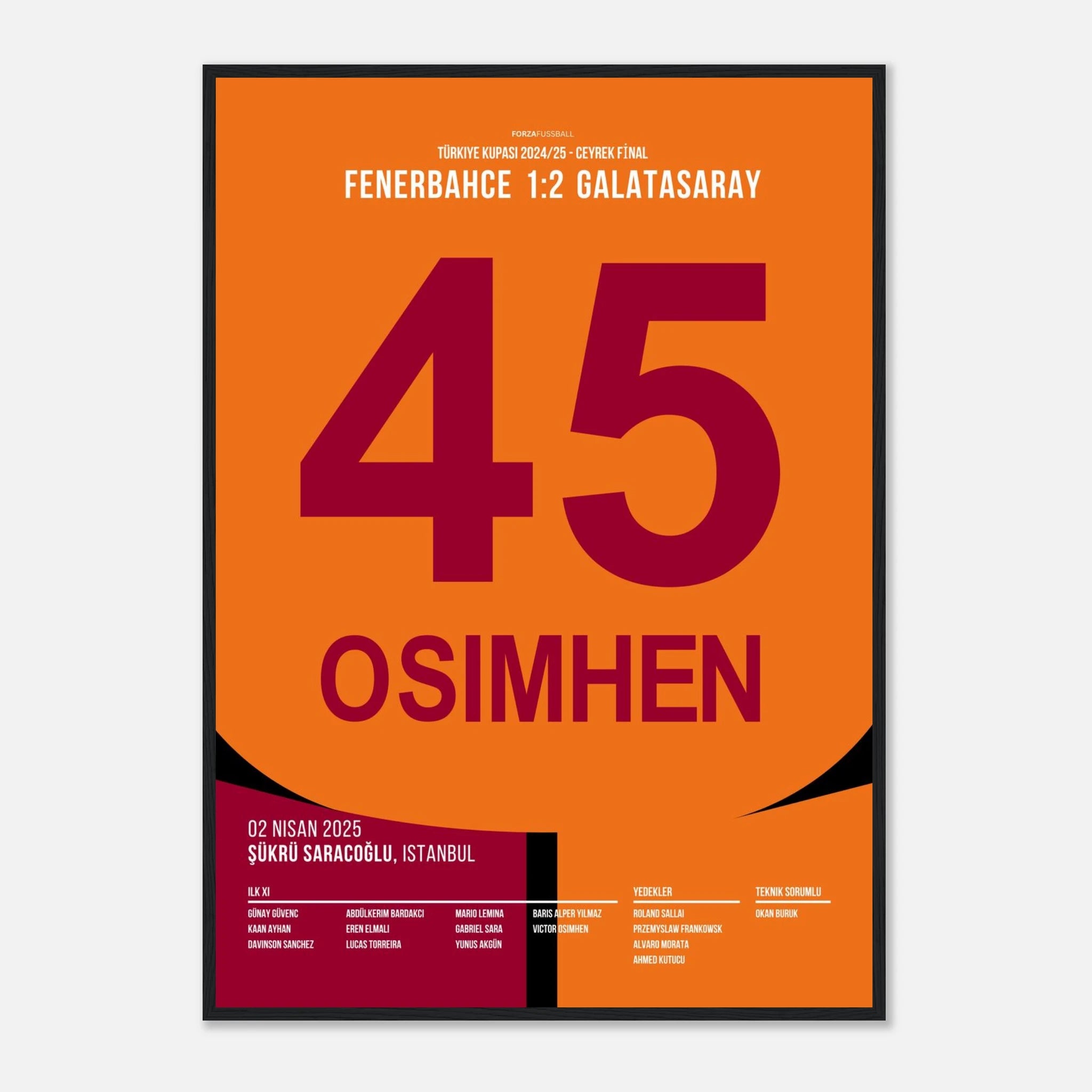 Osimhen ist eine Nummer zu groß für Fenerbahce Fußball Poster mit Rahmen