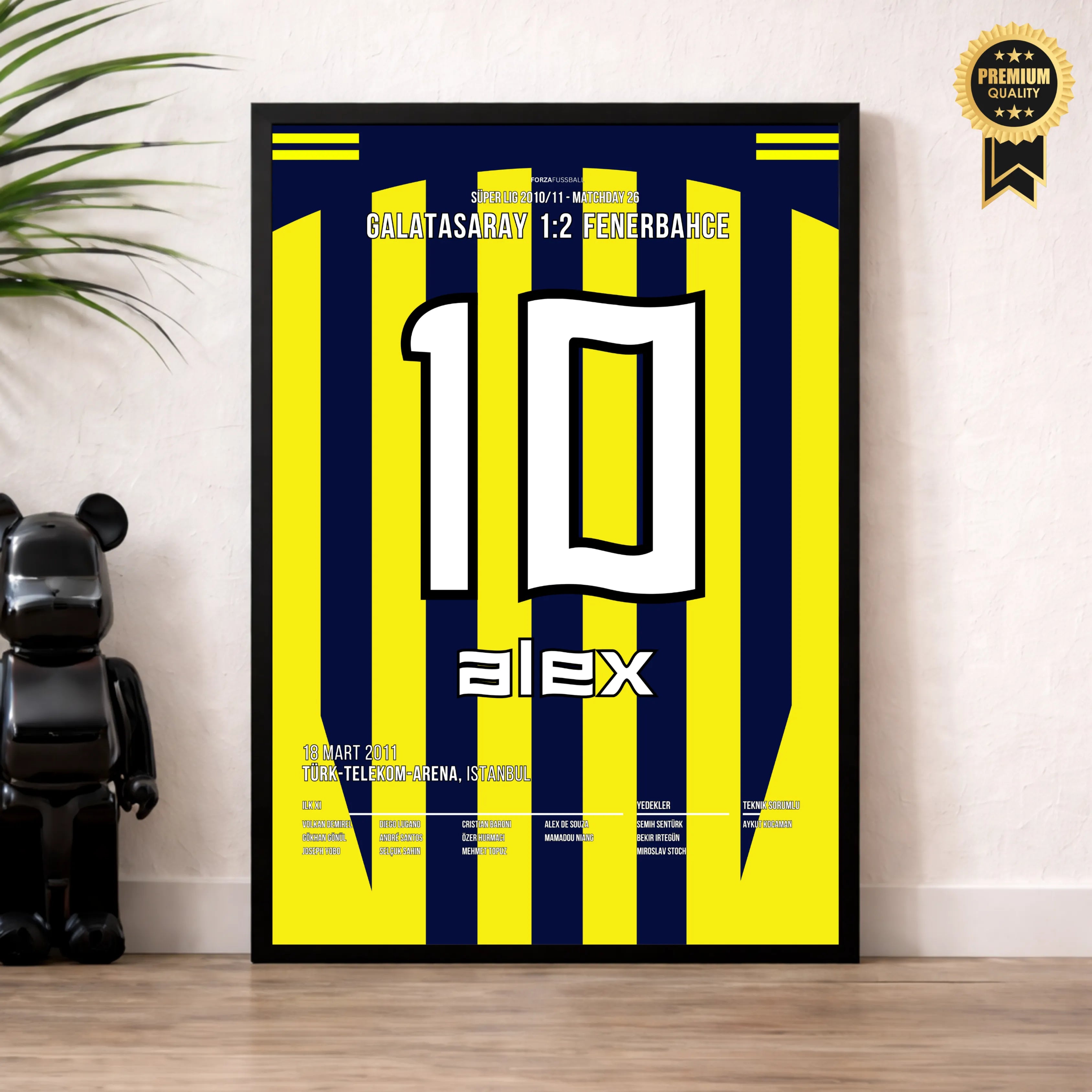 Alex dreht das Spiel im 1. Derby in der Türk Telekom Arena Fußball Poster mit Rahmen