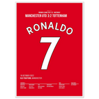 Ronaldo rettet ManU per Hattrick gegen Tottenham Fußball Poster mit Rahmen