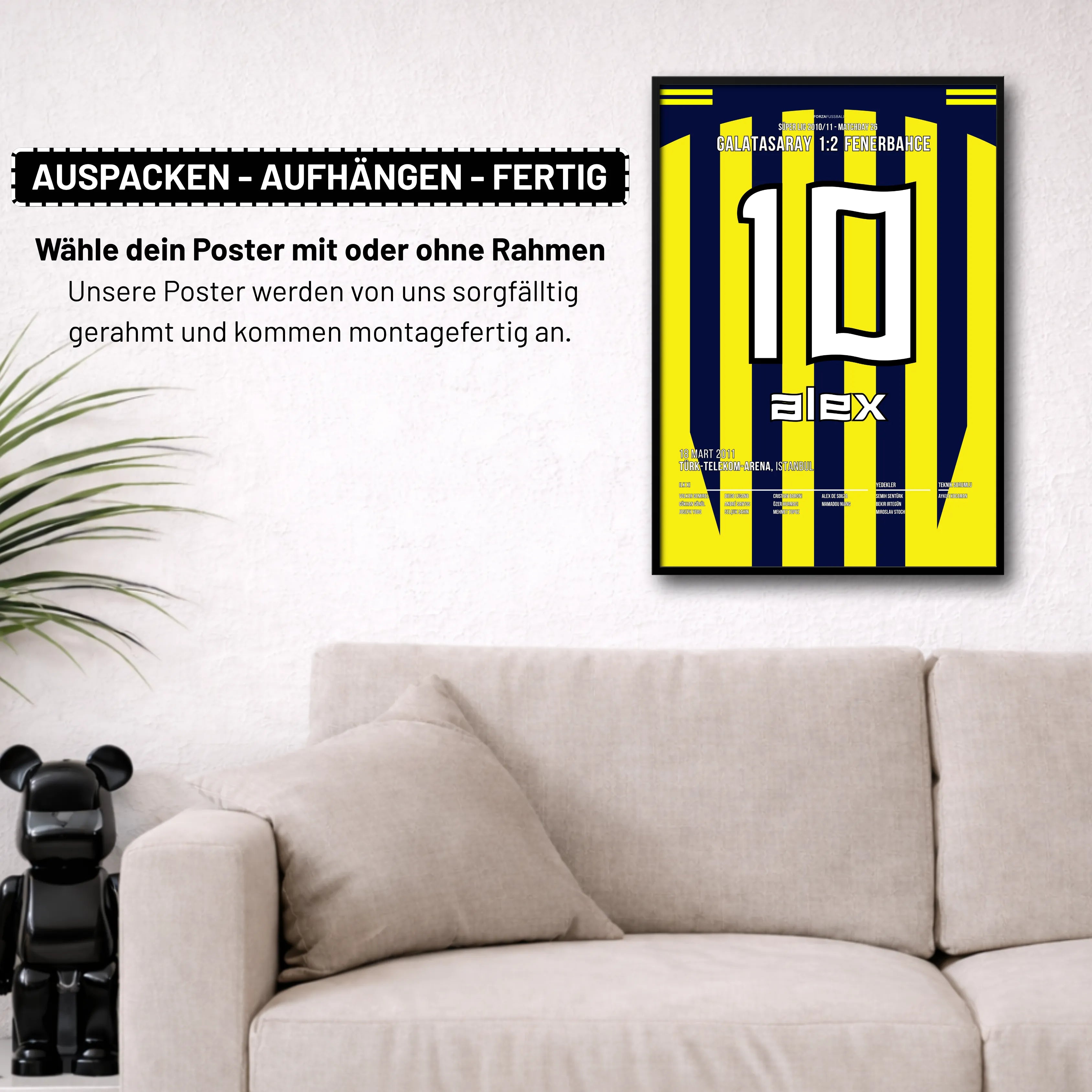 Alex dreht das Spiel im 1. Derby in der Türk Telekom Arena Fußball Poster mit Rahmen