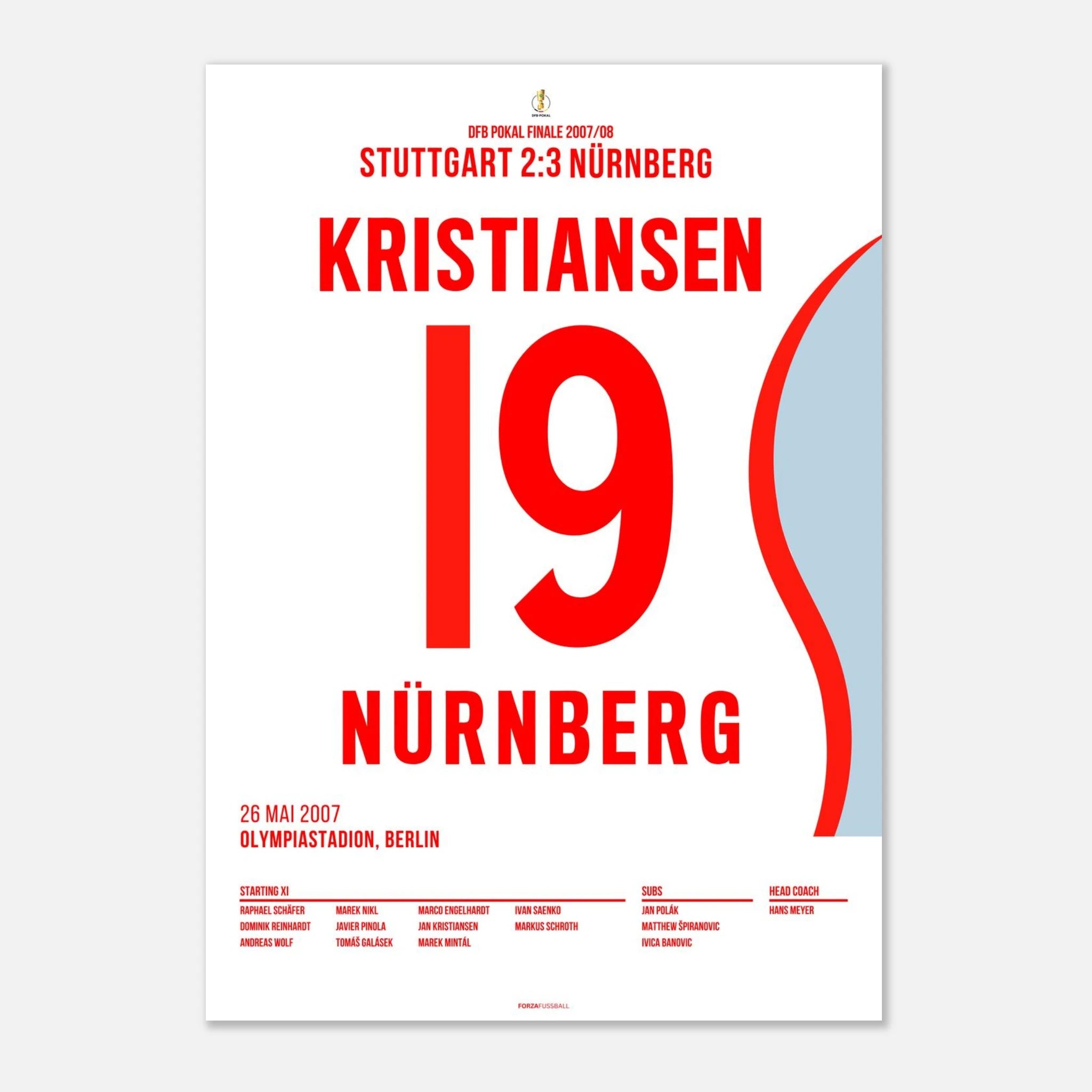 Jan Kristiansen mit dem Traumtor zum DFB Pokalsieg 2007 Fußball Poster mit Rahmen