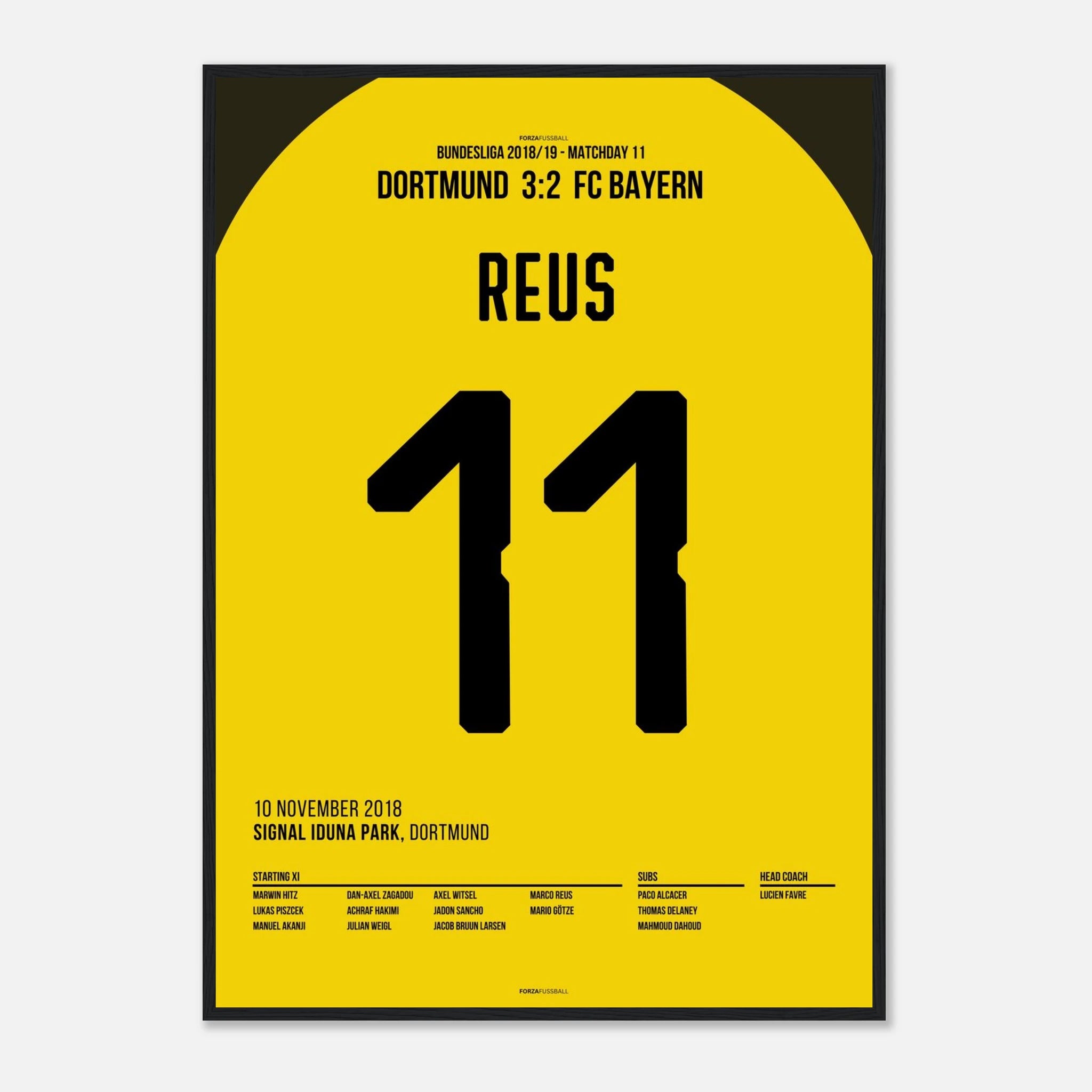 Marco Reus schießt die Bayern aus dem Stadion Fußball Poster mit Rahmen