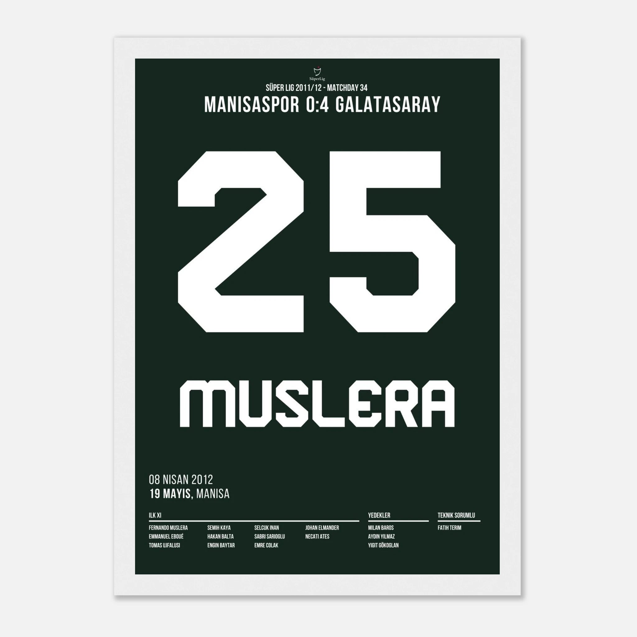 Muslera verwandelt vom Punkt zur Meisterschaft 2012 Fußball Poster mit Rahmen