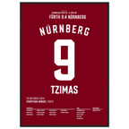 Derbyheld Tzimas – Doppelpack beim 4:0 in Fürth Fußball Poster mit Rahmen