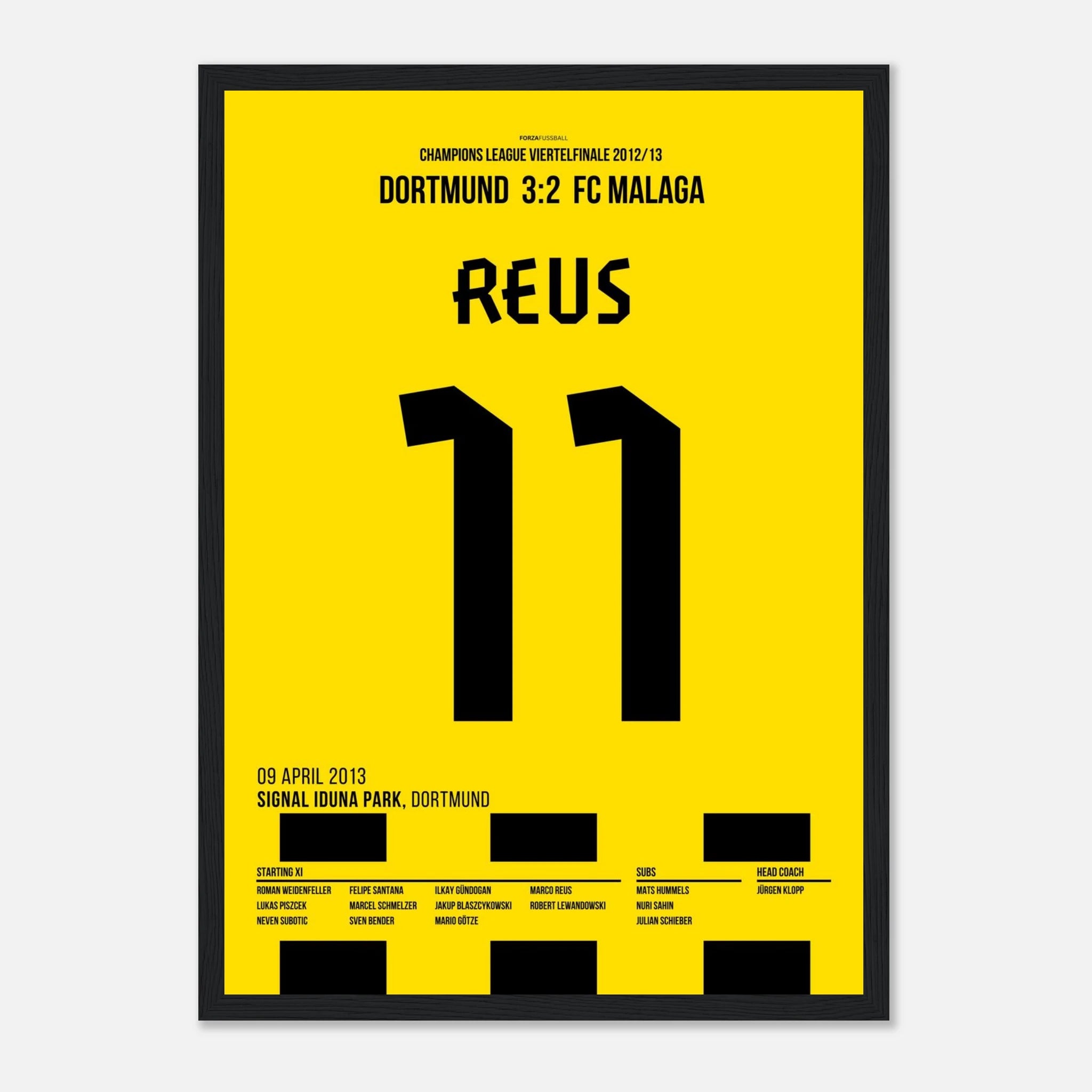 Reus mit dem Spiel seines Lebens gegen Malaga Fußball Poster mit Rahmen