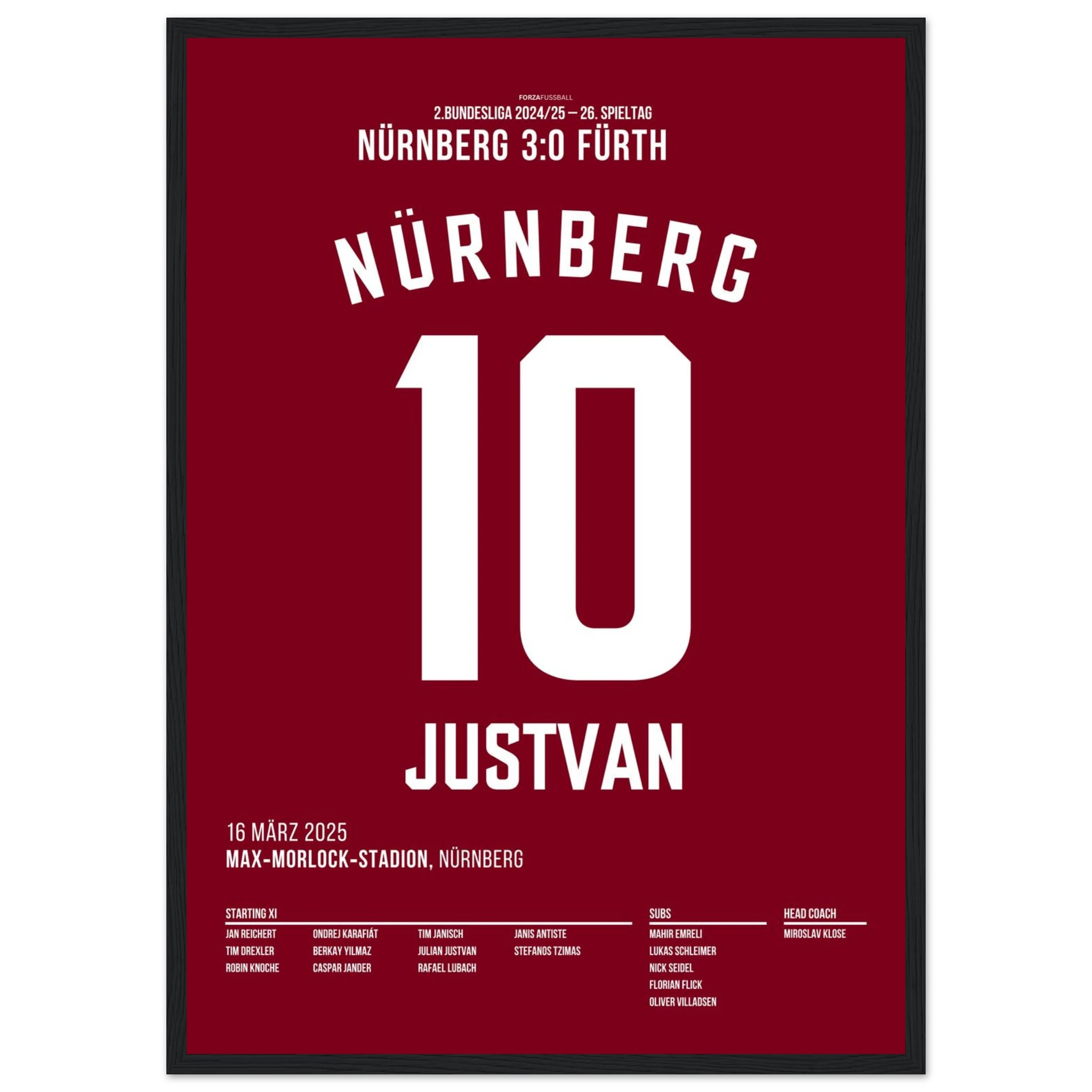 Justvan und der Club demontieren FÜ im Derby Fußball Poster mit Rahmen