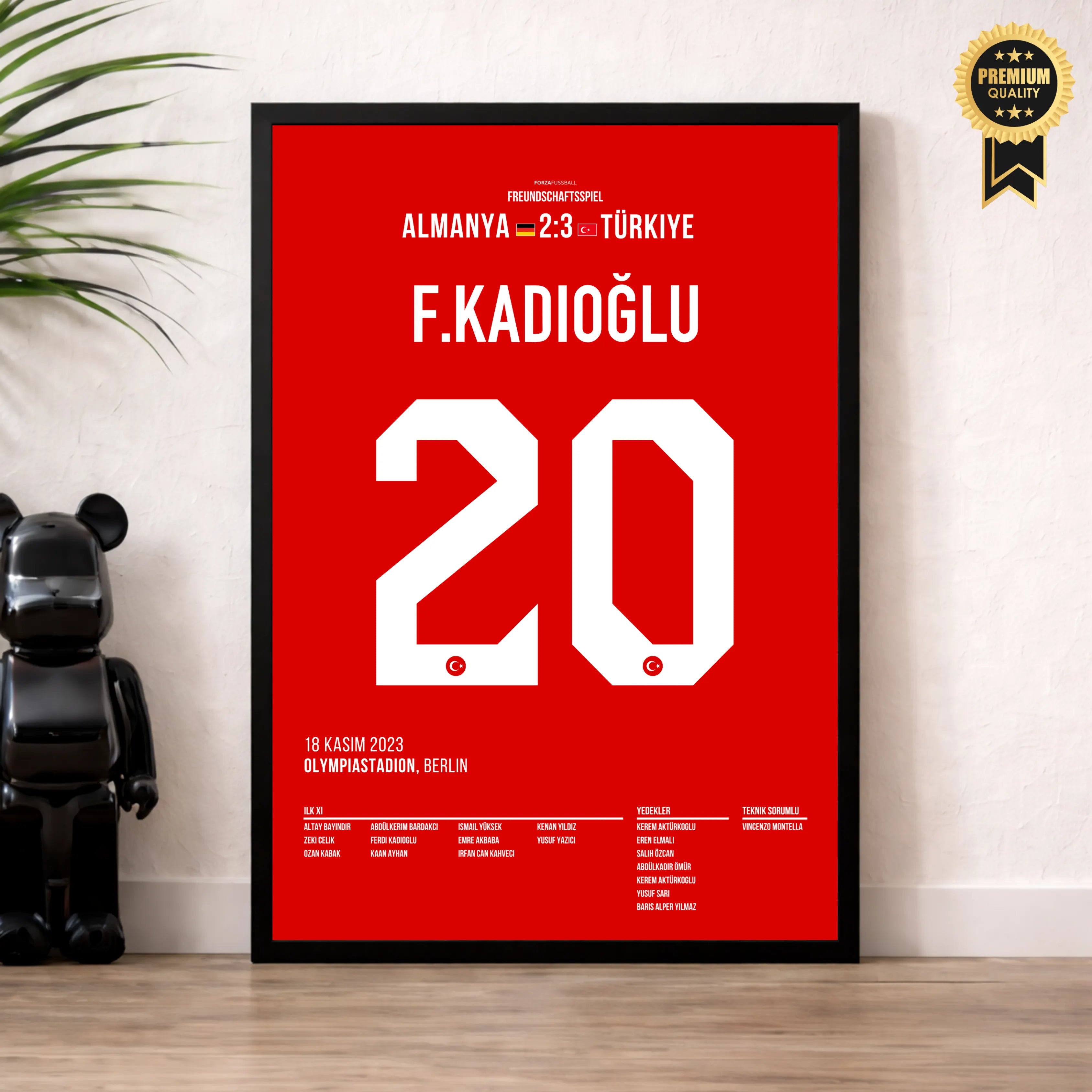 Ferdi´s Ausgleichtreffer gegen Deutschland im Olympiastadion Berlin Fußball Poster mit Rahmen