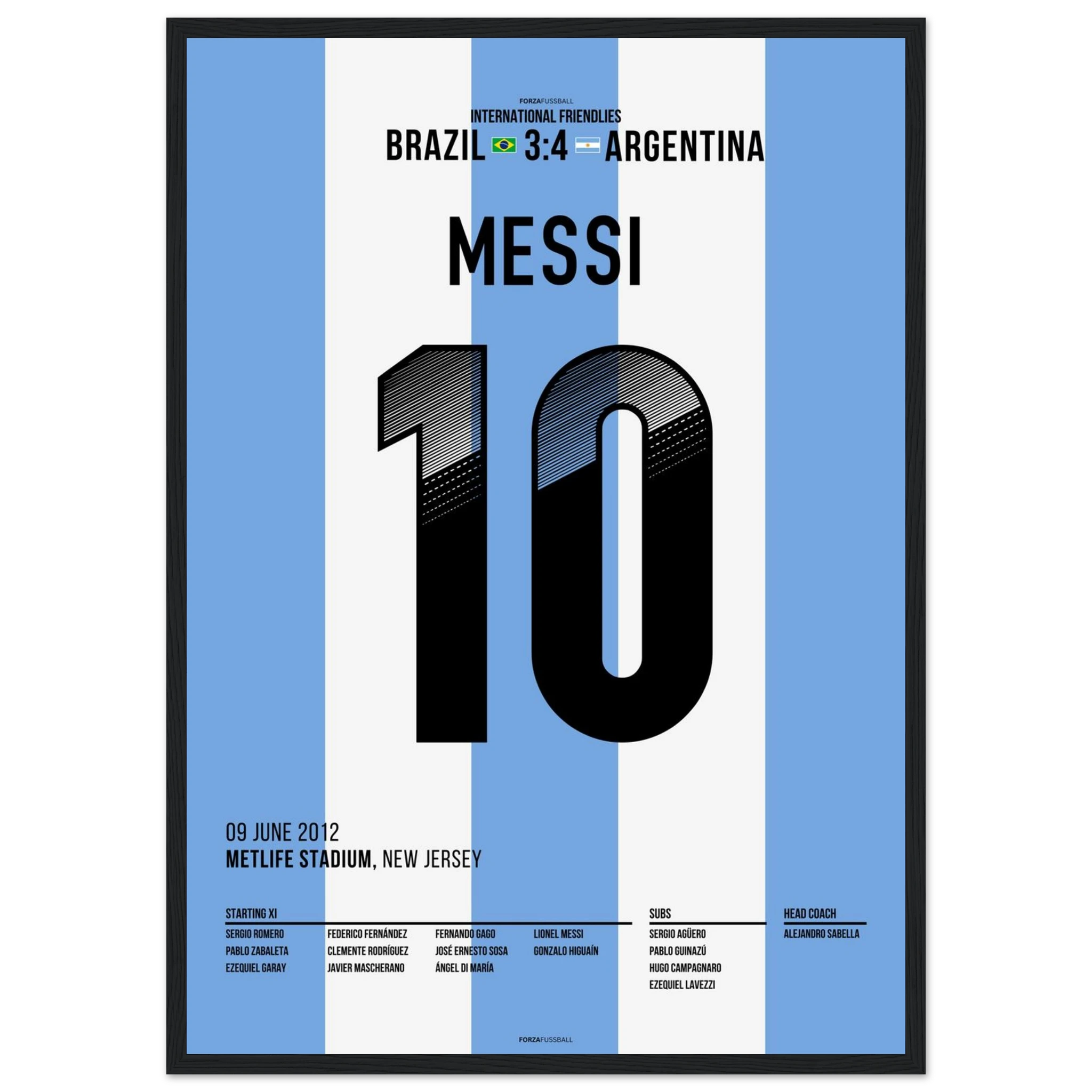 Messi schraubt Brasilien per Hattrick komplett auseinander Fußball Poster mit Rahmen