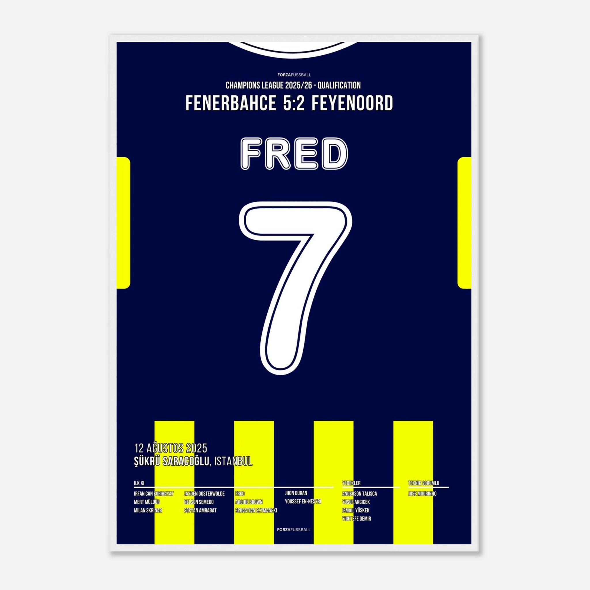 Fred´s Traumtor gegen Feyenoord bringt Fener in die nächste Runde Fußball Poster mit Rahmen