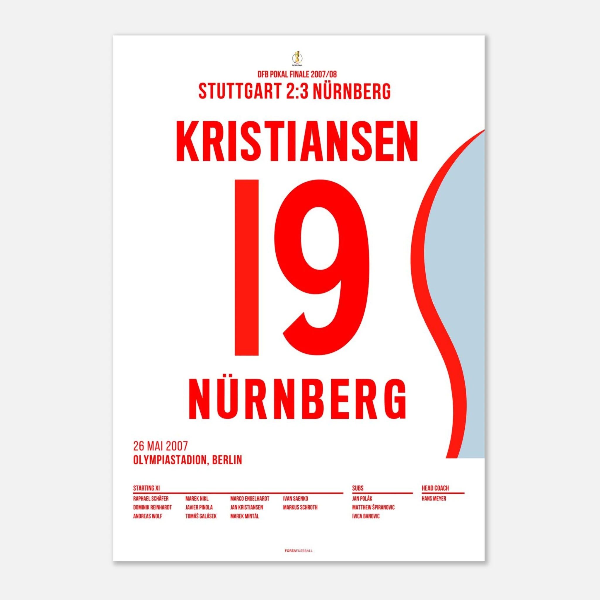 Jan Kristiansen mit dem Traumtor zum DFB Pokalsieg 2007 Fußball Poster mit Rahmen