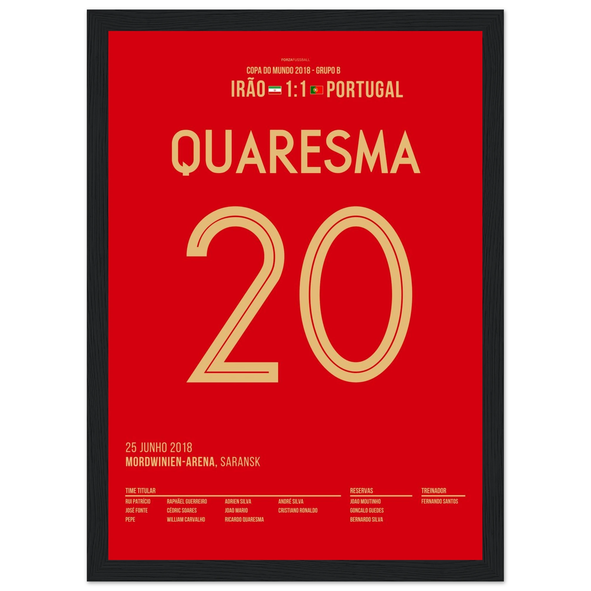 Quaresma mit Trivela bei der WM 2018 gegen den Iran Fußball Poster mit Rahmen
