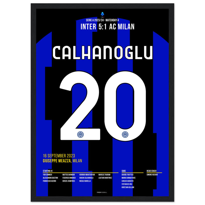 Hakan Calhanoglu scores against his former club in the derby