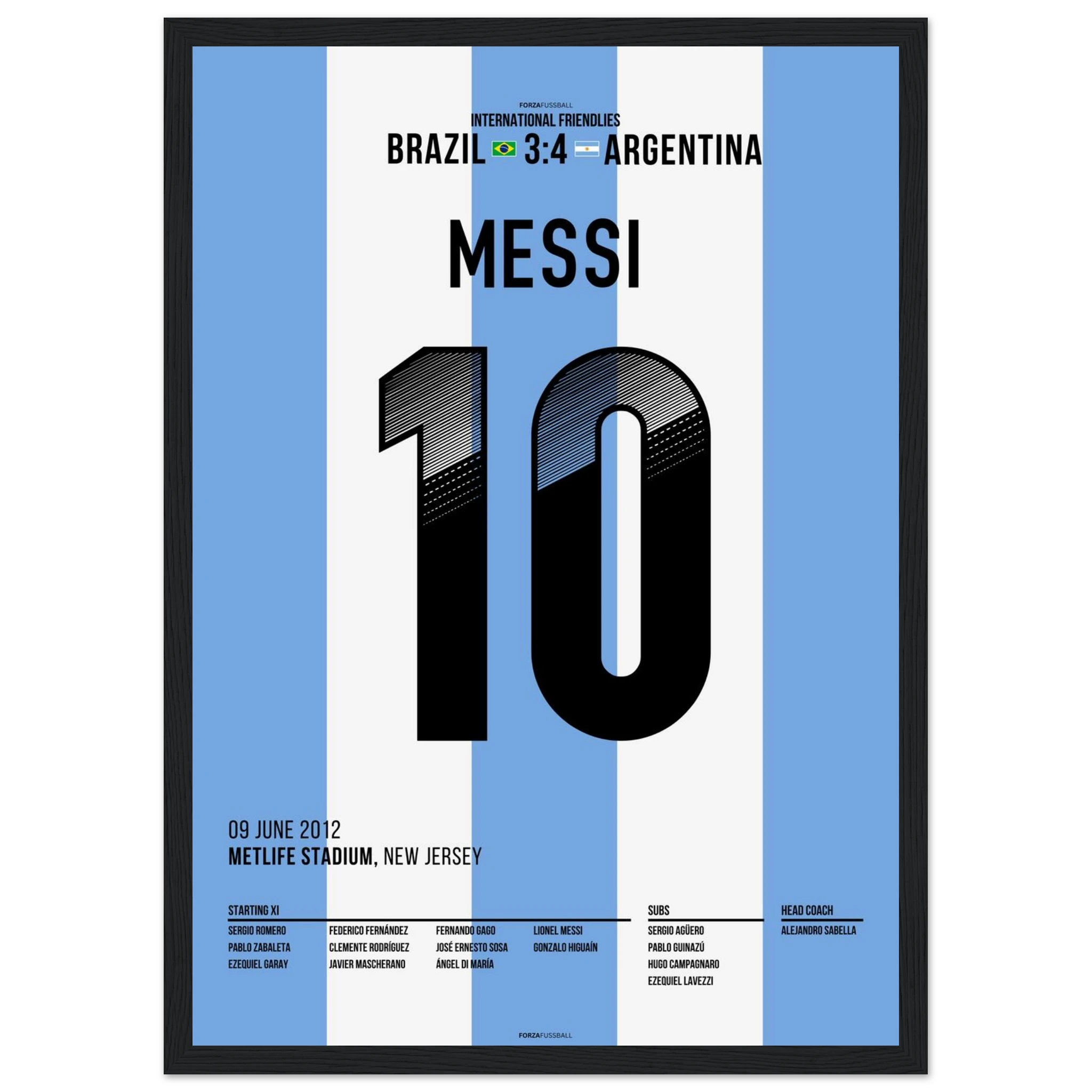Messi schraubt Brasilien per Hattrick komplett auseinander Fußball Poster mit Rahmen