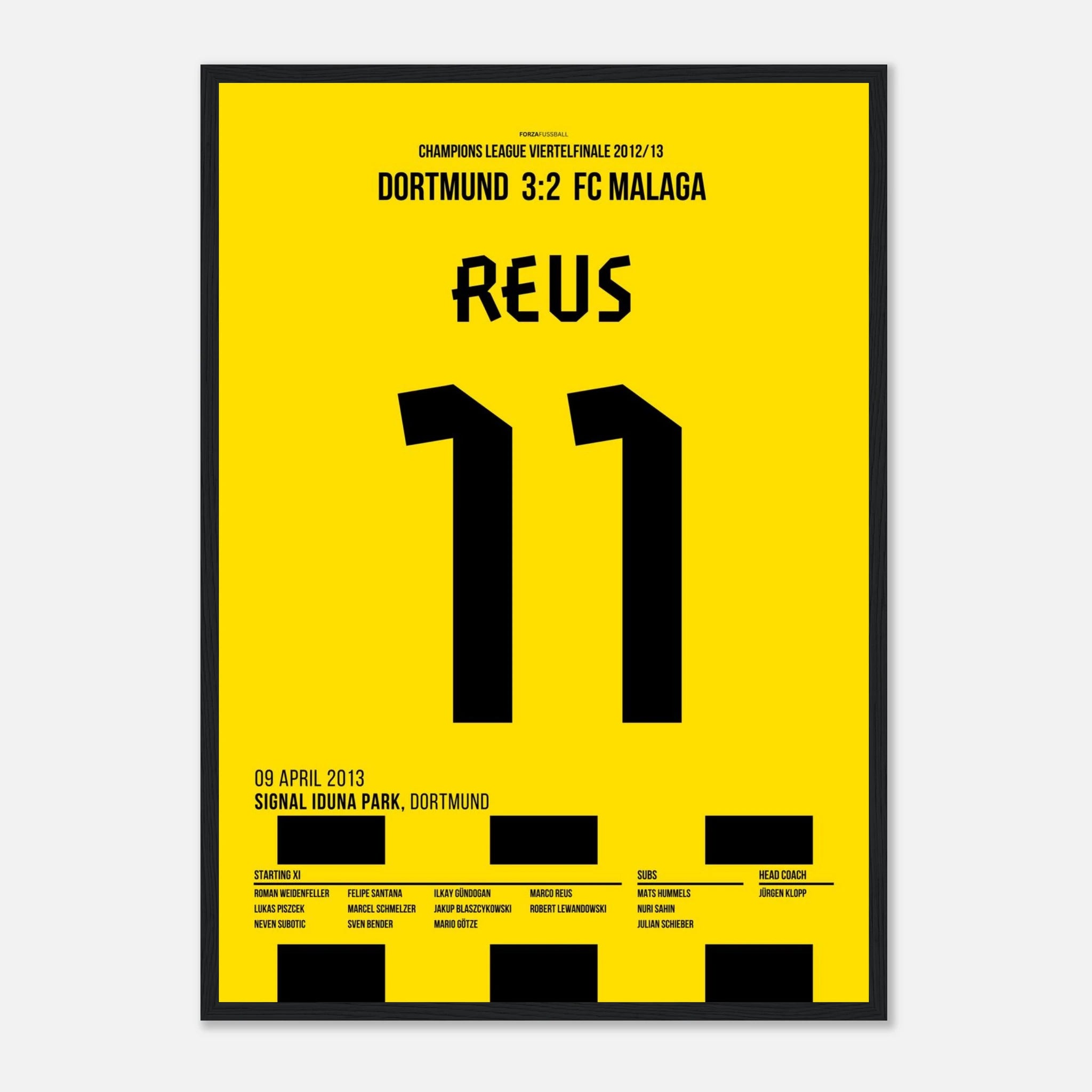 Reus mit dem Spiel seines Lebens gegen Malaga Fußball Poster mit Rahmen