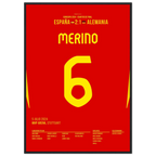 Merino köpft Spanien in letzter Minute zum Sieg gegen Deutschland Fußball Poster mit Rahmen