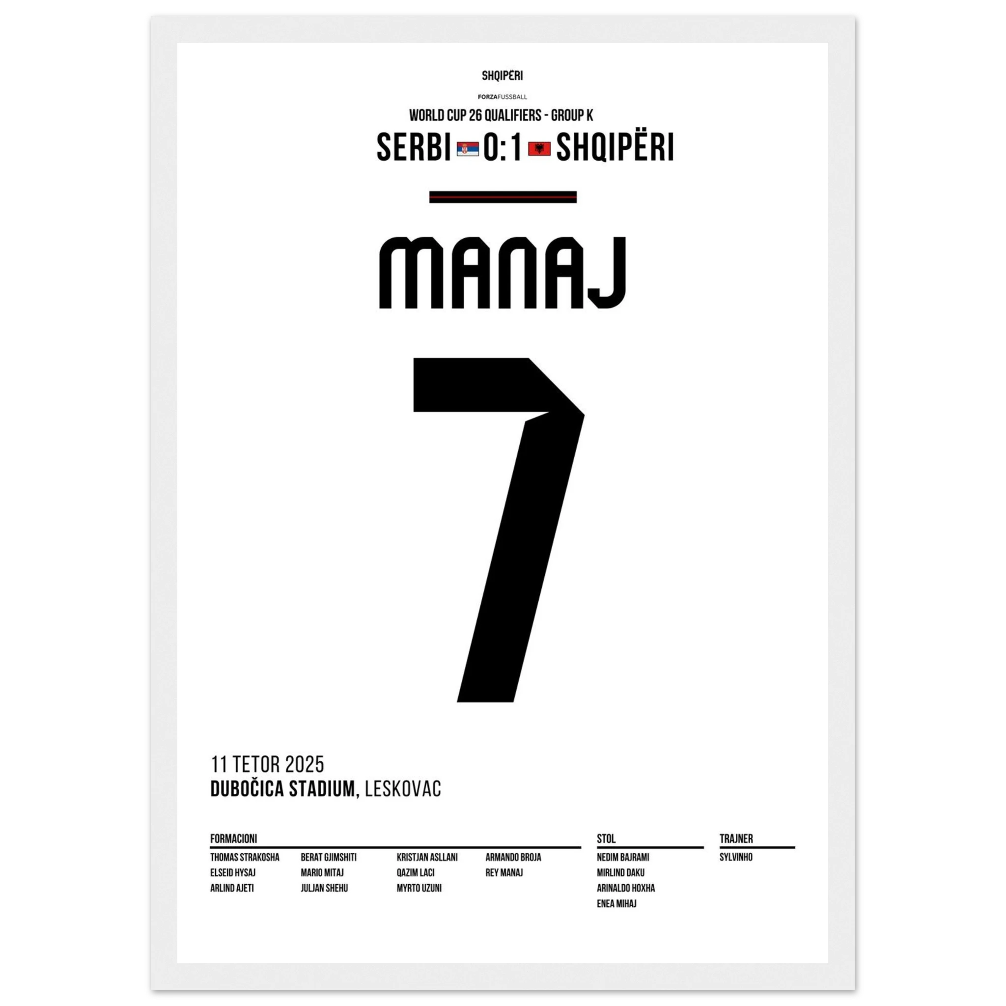 Rey Manaj schießt Albanien zum historischen Sieg gegen Serbien Fußball Poster mit Rahmen