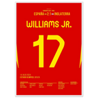 Nico Williams schießt Spanien Richtung EM Titel Fußball Poster mit Rahmen