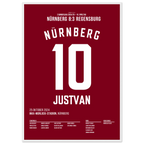 Justvan mit Hattrick beim 8:3 Sieg über Regensburg Fußball Poster mit Rahmen