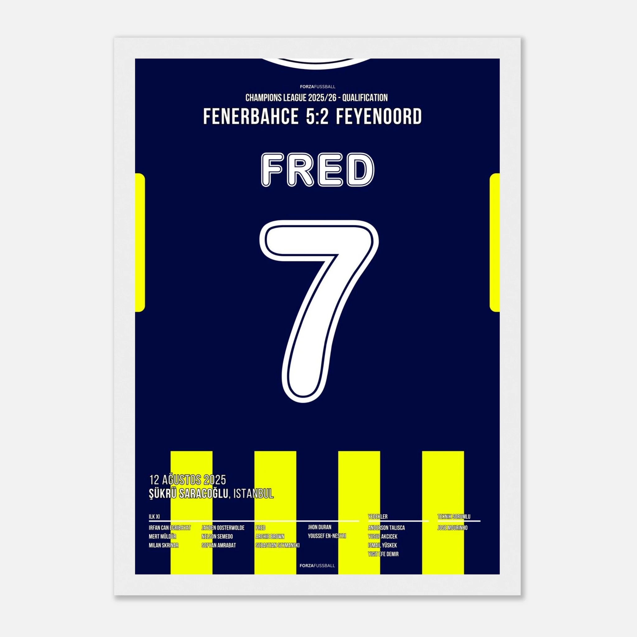 Fred´s Traumtor gegen Feyenoord bringt Fener in die nächste Runde Fußball Poster mit Rahmen