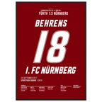 Hanno Behrens besiegelt den Derbysieg in Fürth Fußball Poster mit Rahmen