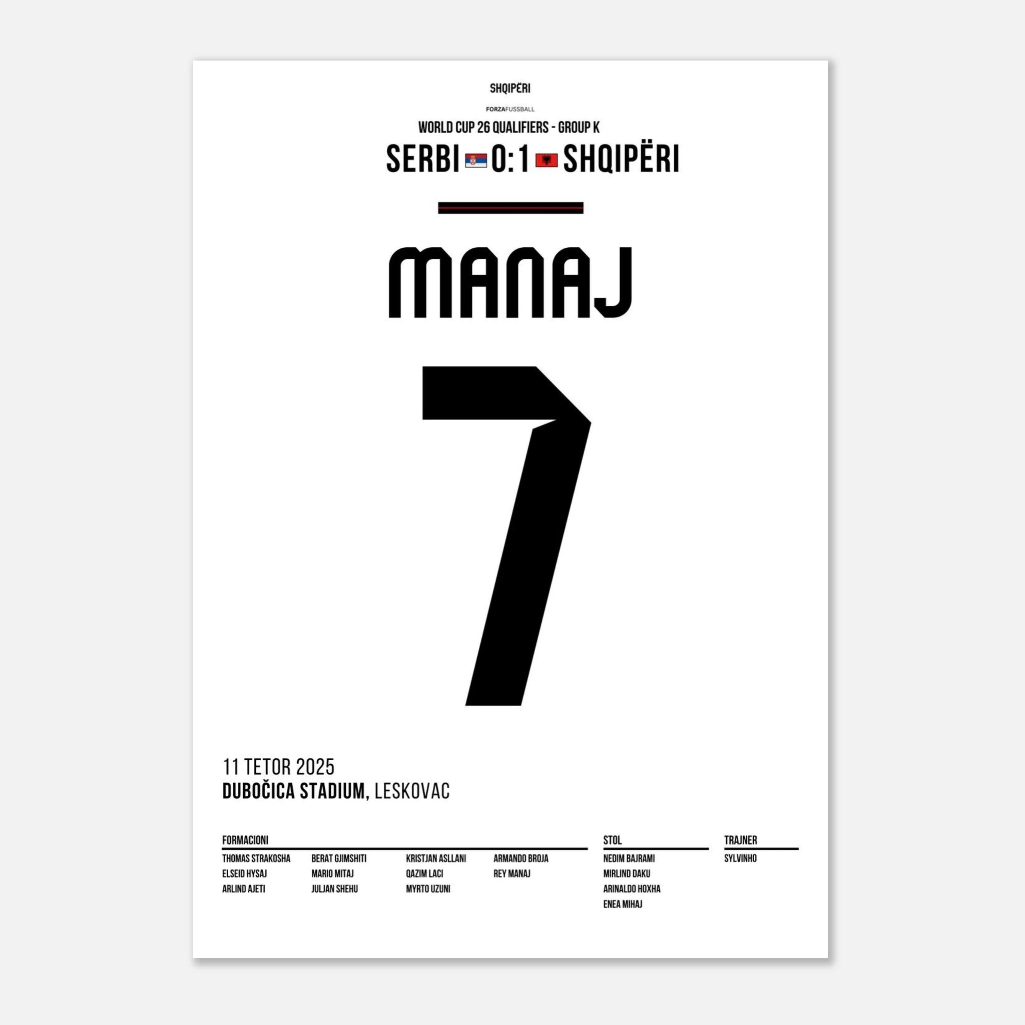 Rey Manaj schießt Albanien zum historischen Sieg gegen Serbien Fußball Poster mit Rahmen