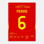 Merino köpft Spanien in letzter Minute zum Sieg gegen Deutschland Fußball Poster mit Rahmen