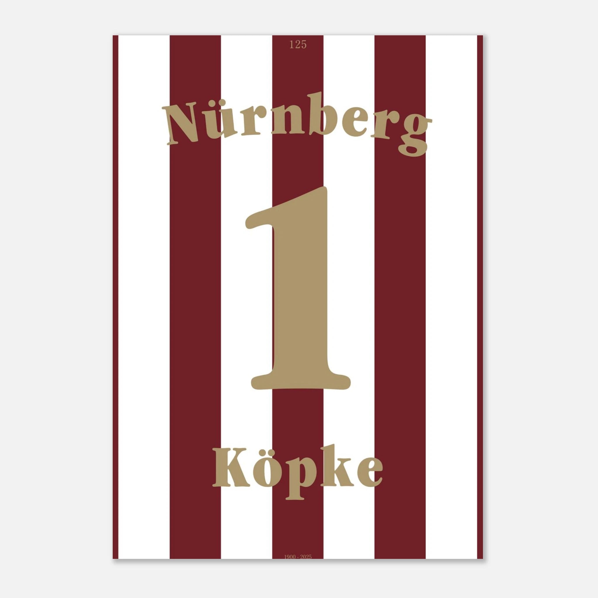 Andi Köpke - 125 Jahre FCN Fußball Poster mit Rahmen