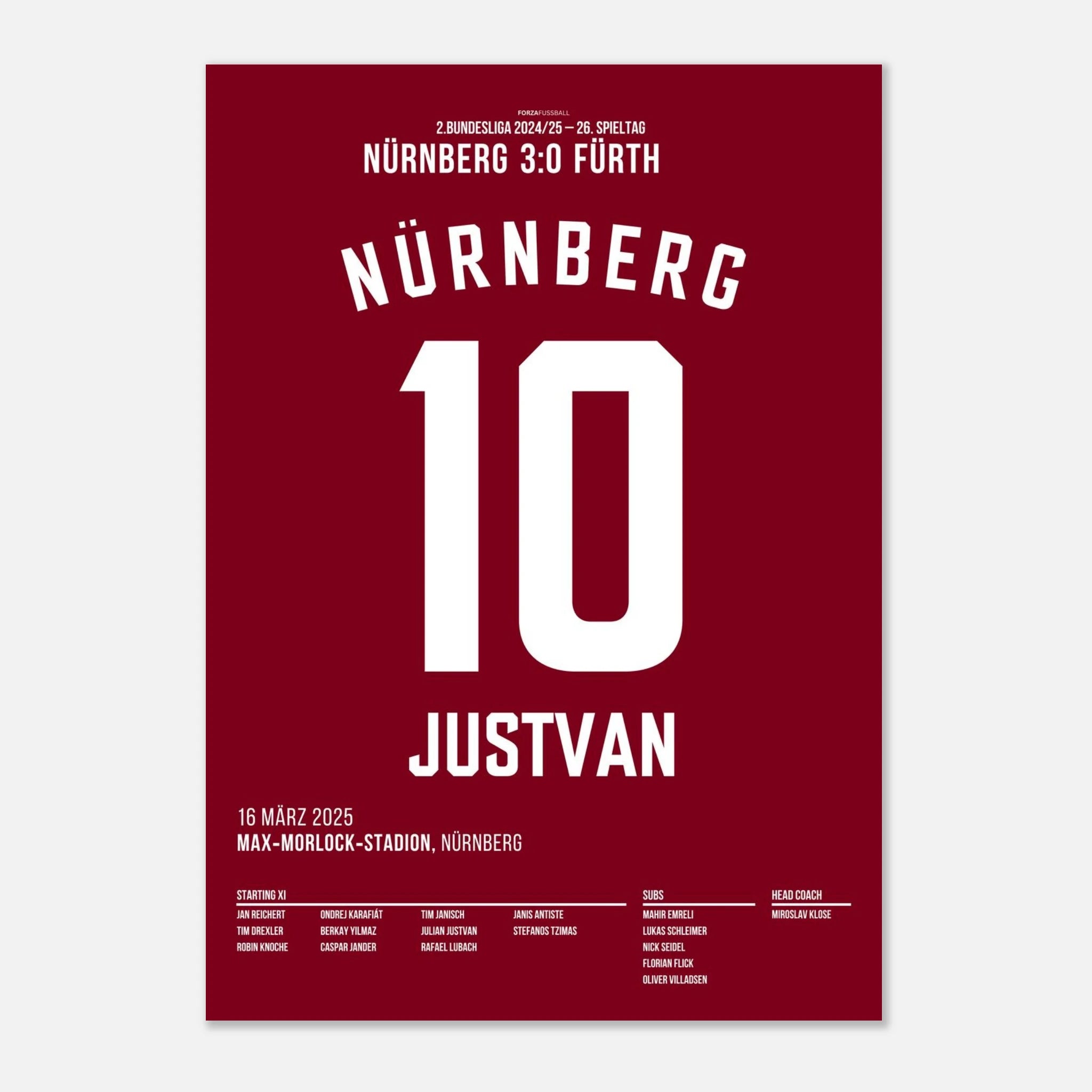 Justvan und der Club demontieren FÜ im Derby Fußball Poster mit Rahmen