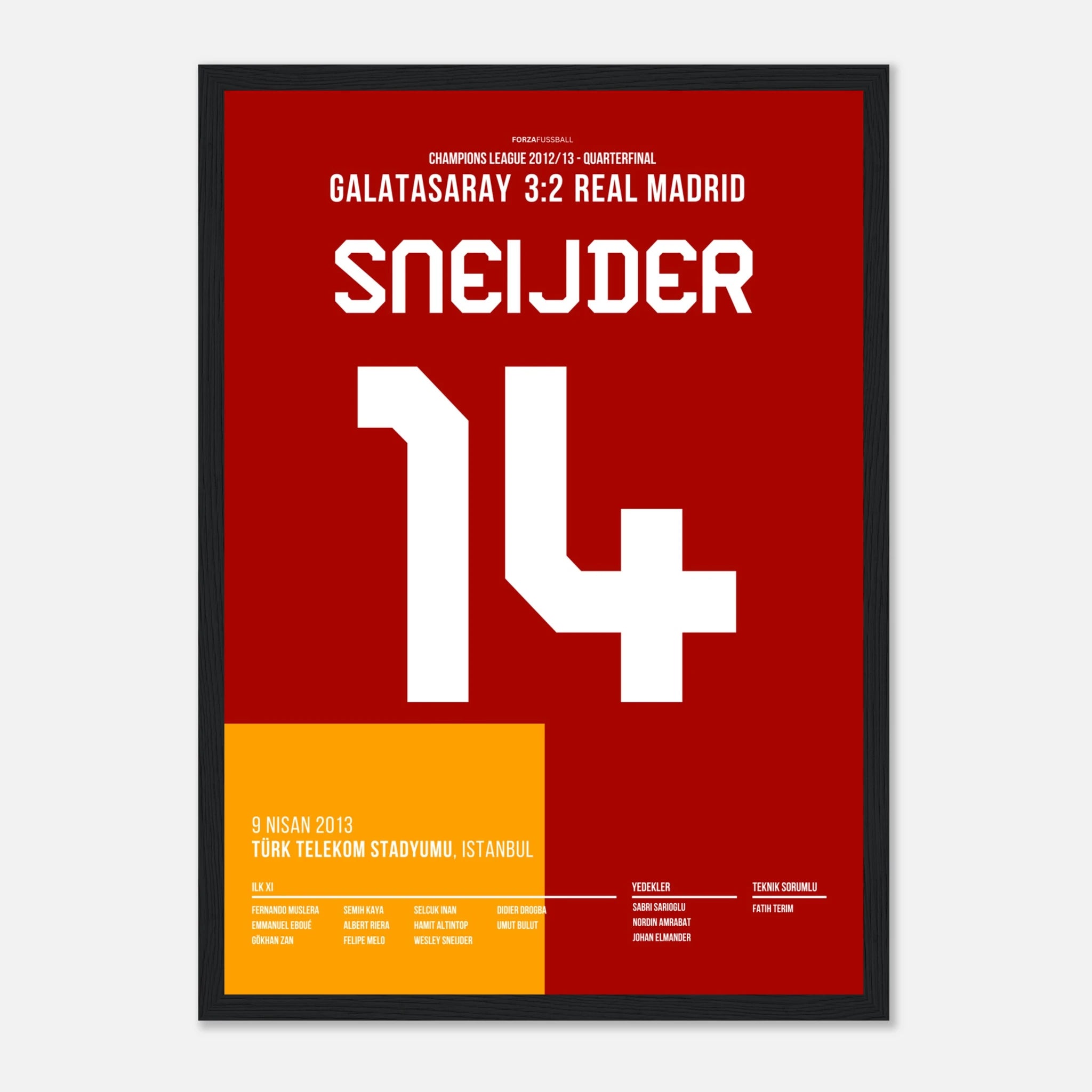 Sneijder dreht das Spiel gegen Real mit Tor und Vorlage Fußball Poster mit Rahmen
