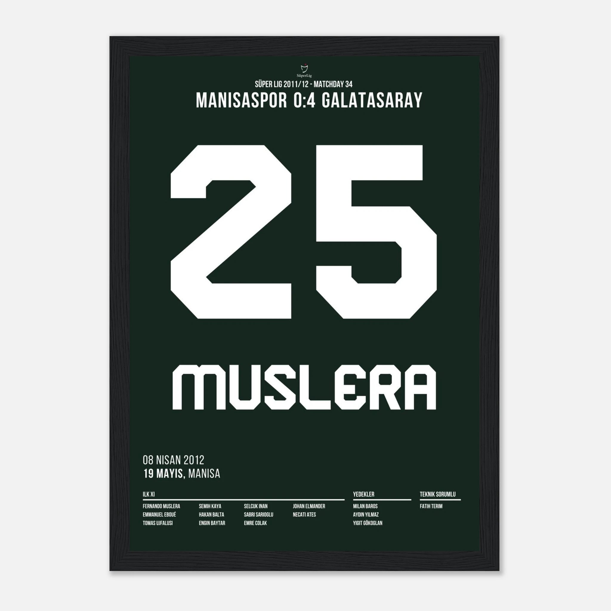 Muslera verwandelt vom Punkt zur Meisterschaft 2012 Fußball Poster mit Rahmen