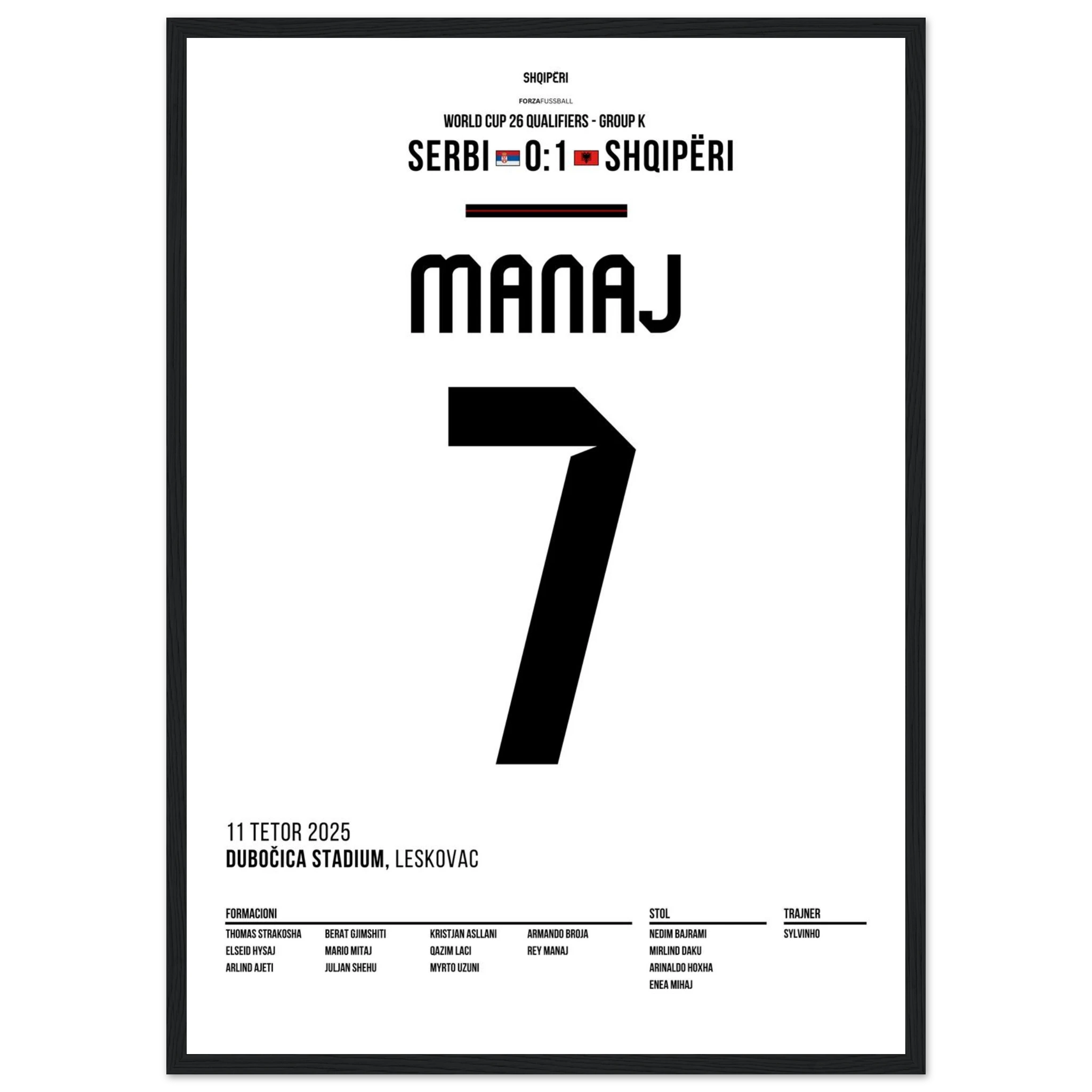 Rey Manaj schießt Albanien zum historischen Sieg gegen Serbien Fußball Poster mit Rahmen