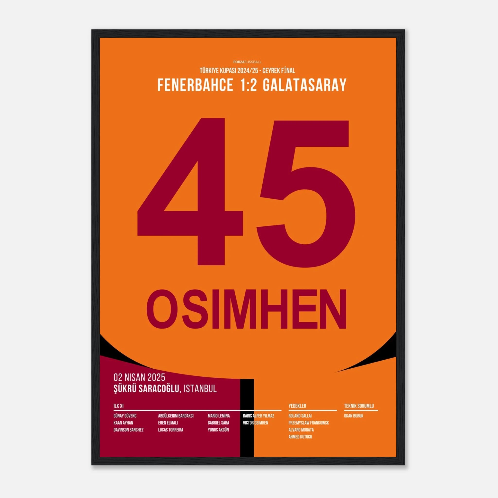 Osimhen ist eine Nummer zu groß für Fenerbahce Fußball Poster mit Rahmen