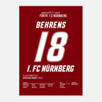 Hanno Behrens besiegelt den Derbysieg in Fürth Fußball Poster mit Rahmen