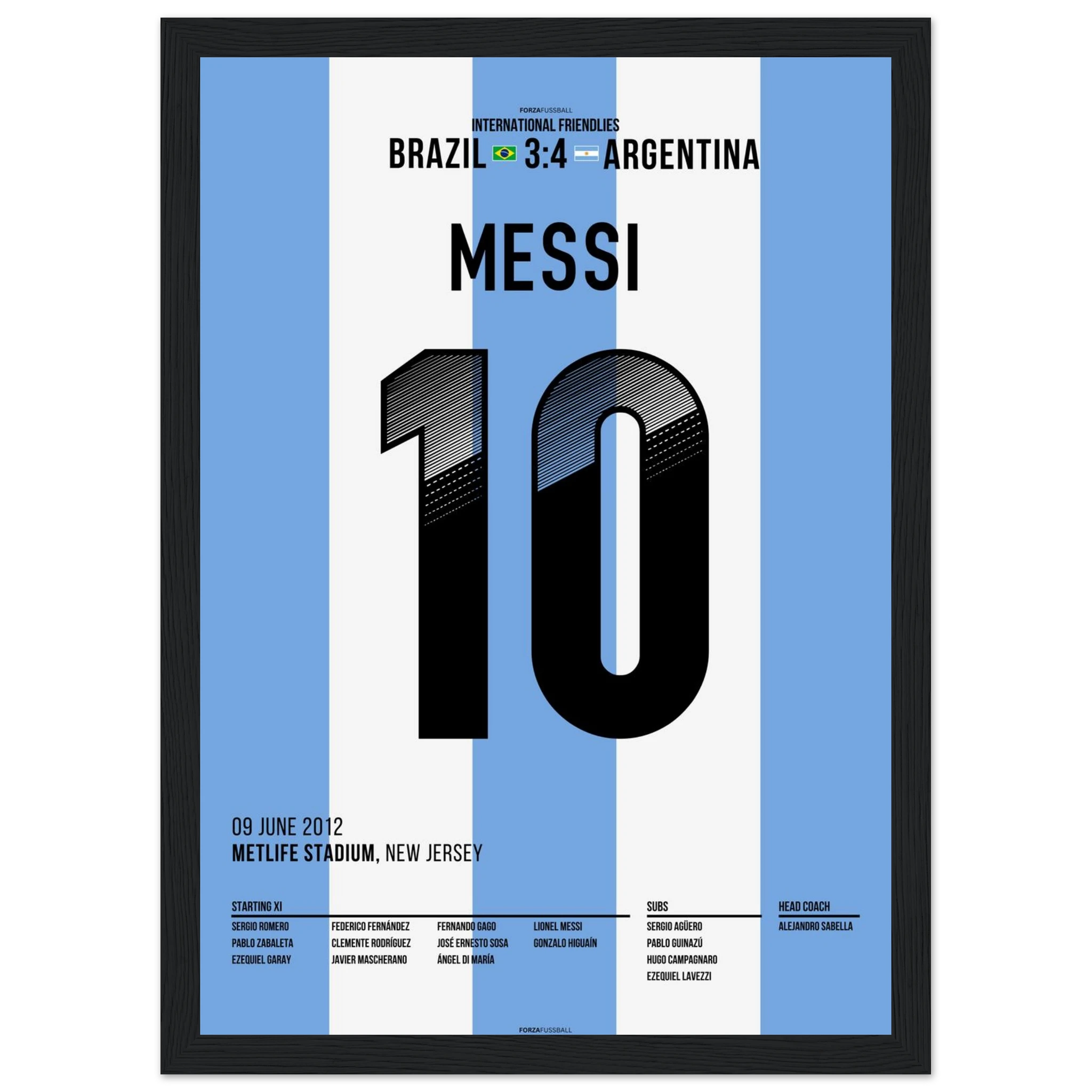 Messi schraubt Brasilien per Hattrick komplett auseinander Fußball Poster mit Rahmen