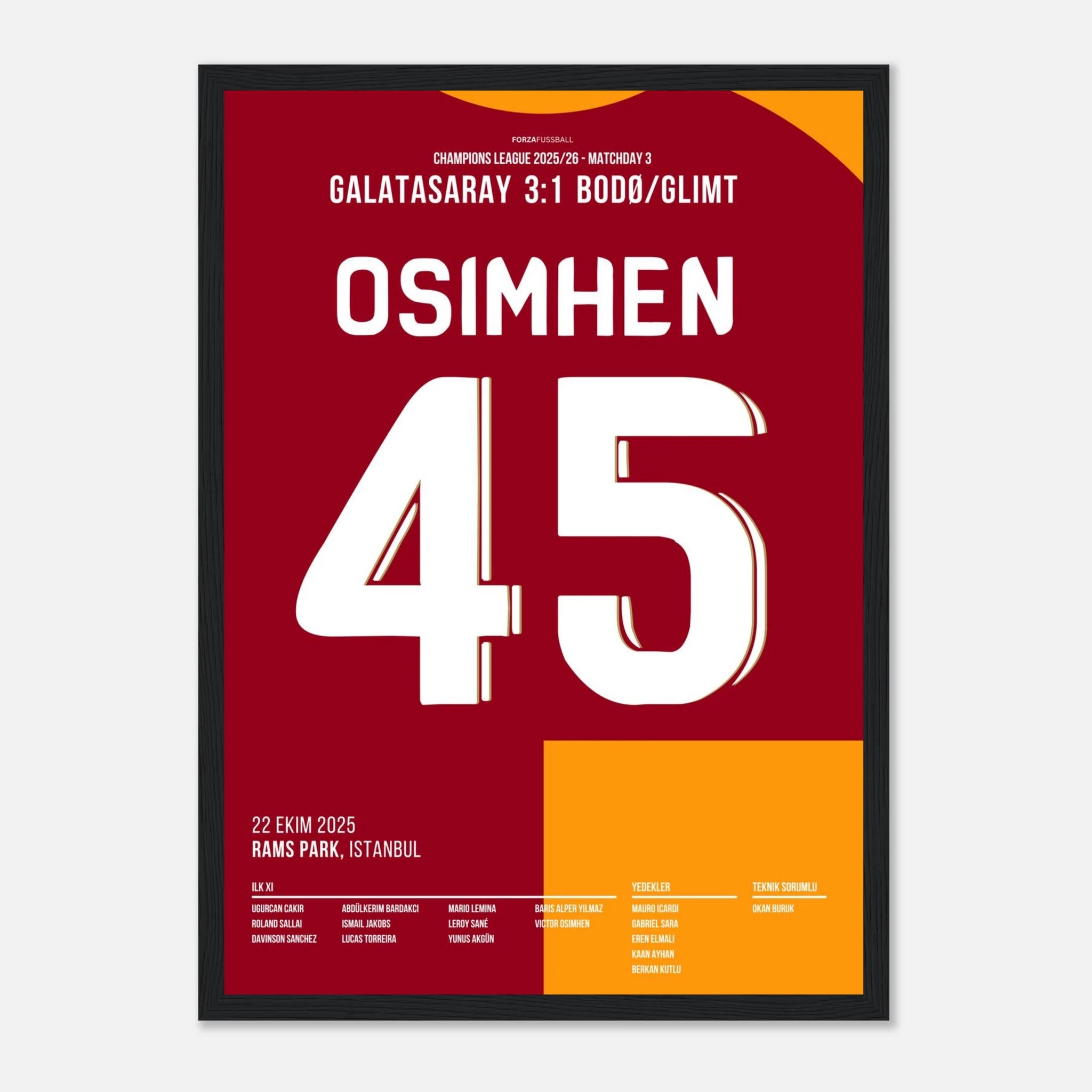 Osimhen und Gala pressen Bodø/Glimt auseinander Fußball Poster mit Rahmen