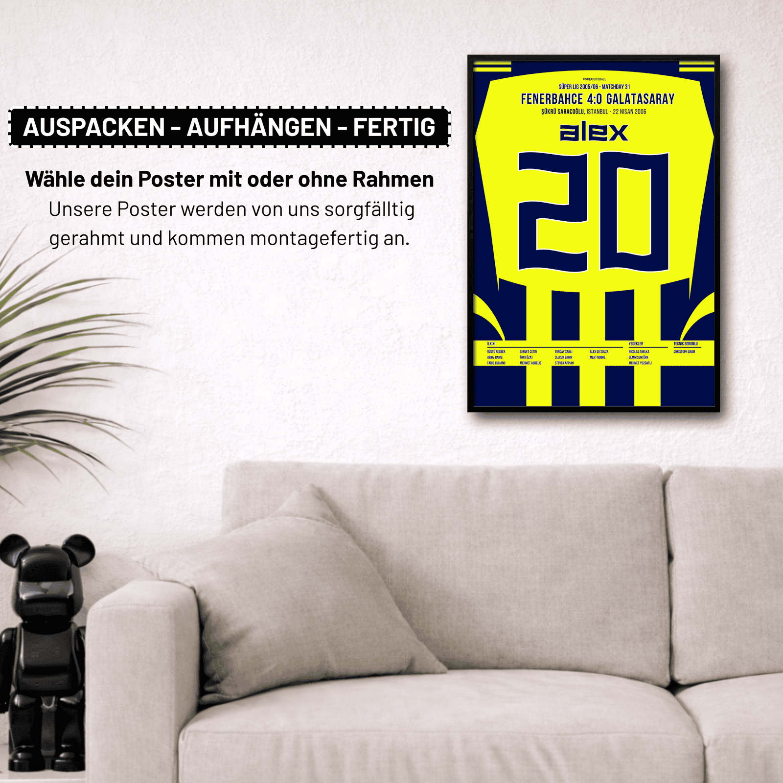 Alex führt Fener zum 4:0 Derbysieg gegen Gala Fußball Poster mit Rahmen