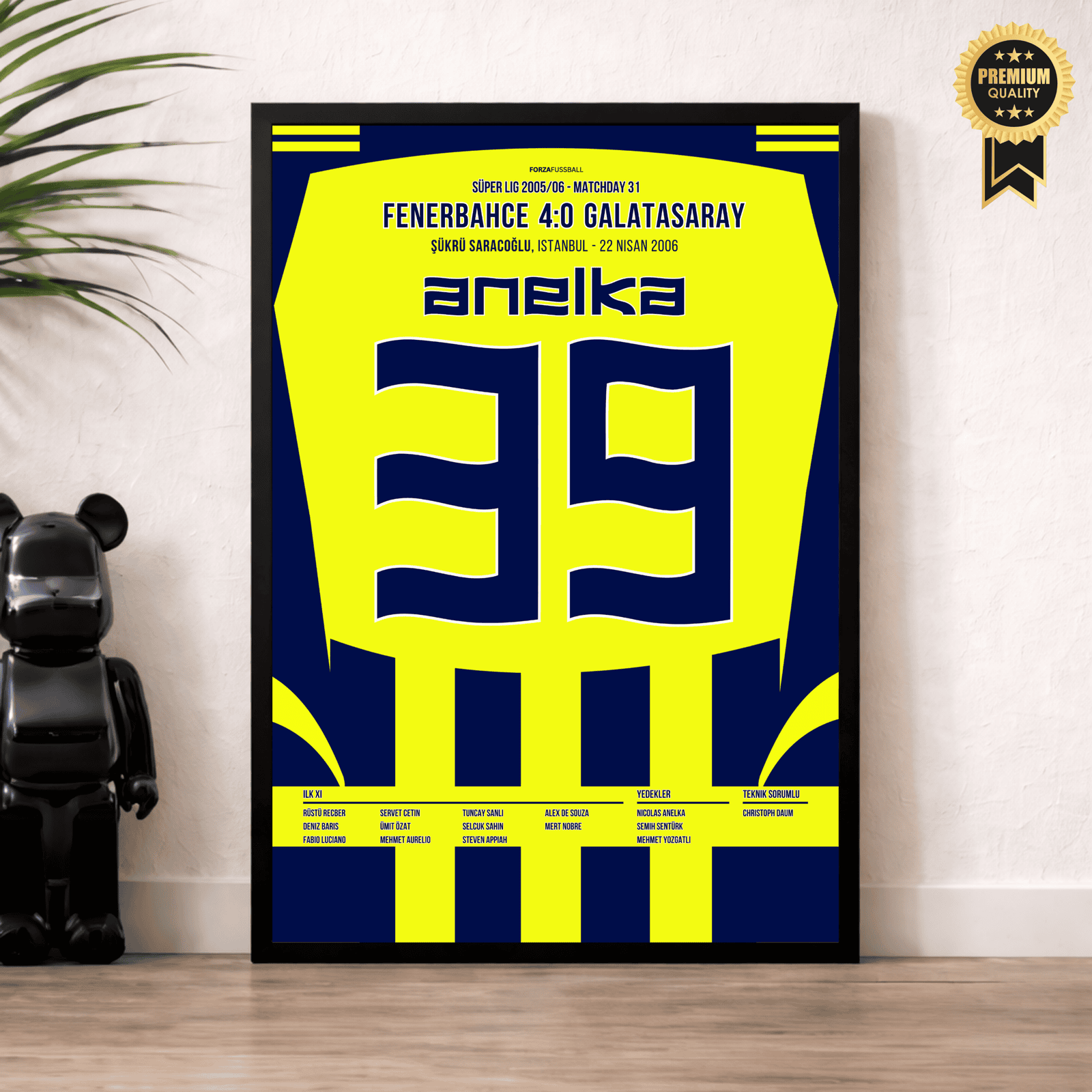 Nicolas Anelka mit dem 4:0 zum Derbysieg gegen Galatasaray Fußball Poster mit Rahmen