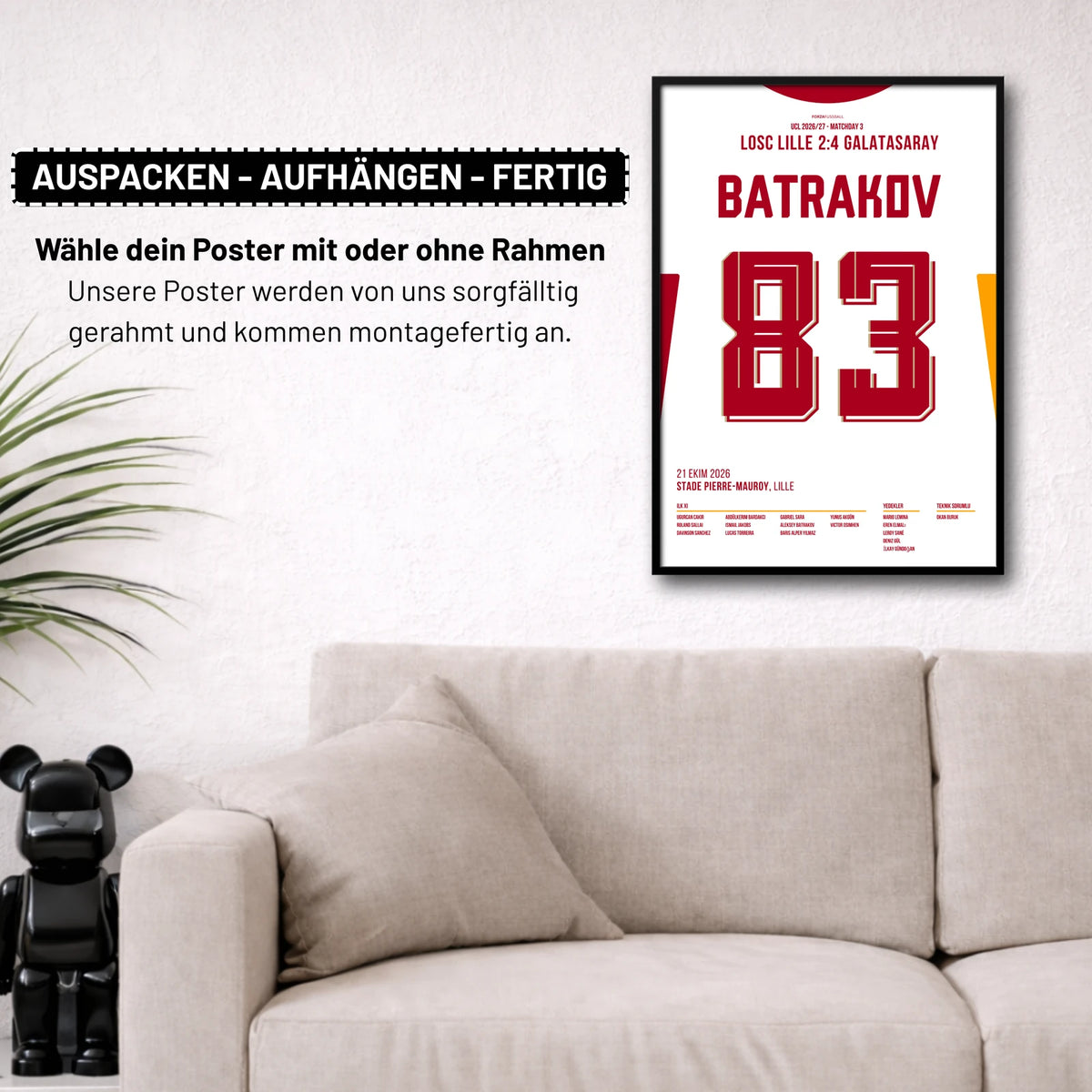 Poster kommt fertig gerahmt und montagefertig an