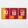 Melo - Sneijder- Drogba Bundle Fußball Poster mit Rahmen