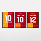 Melo - Sneijder- Drogba Bundle Fußball Poster mit Rahmen