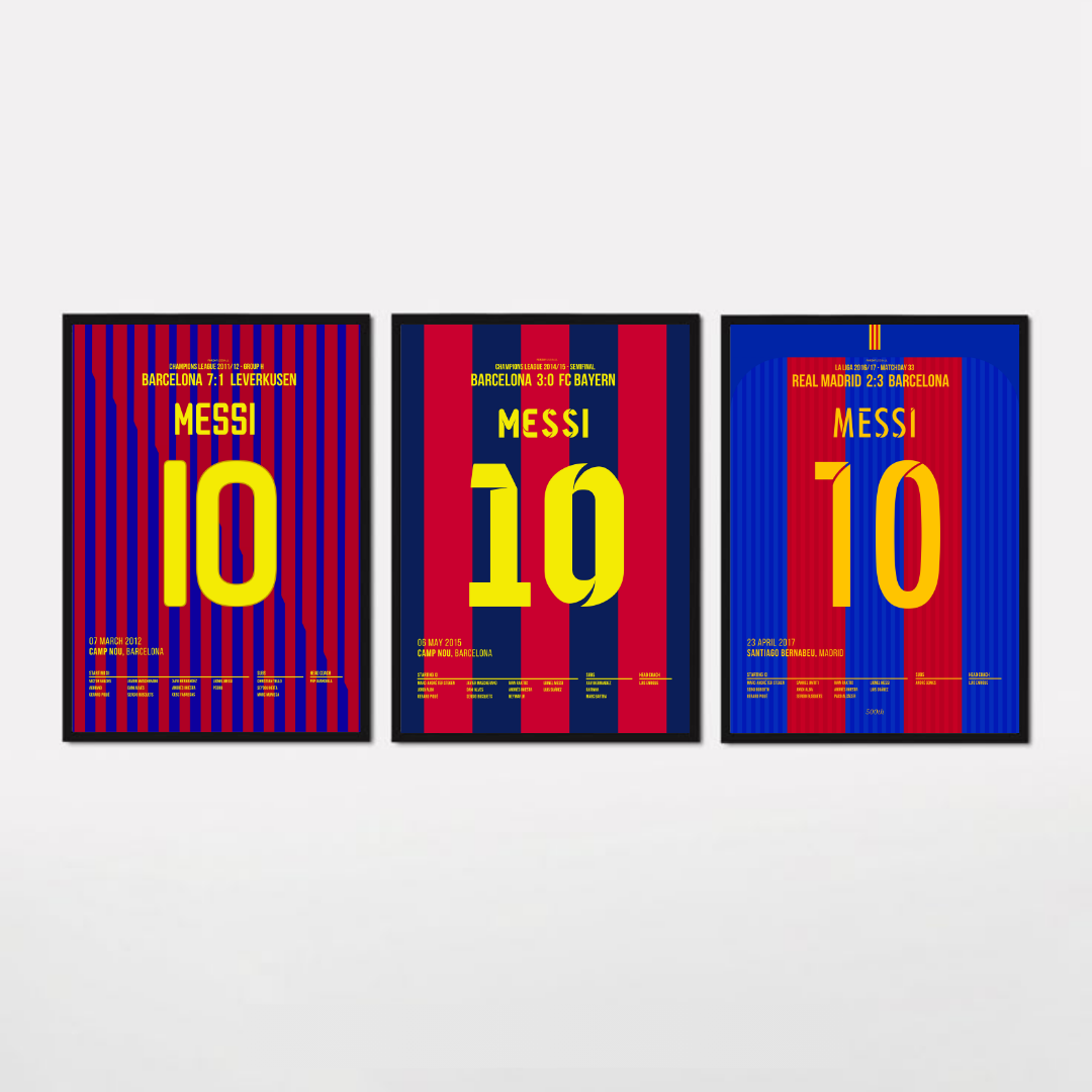 Messi Barcelona Bundle Fußball Poster mit Rahmen