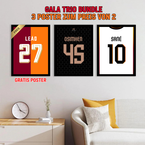Leao - Osimhen - Sané Bundle Fußball Poster mit Rahmen