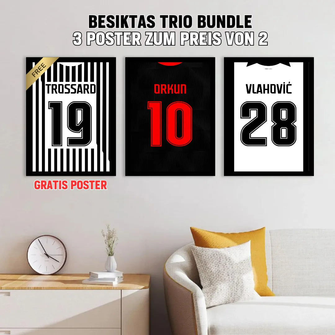 Trossard - Orkun - Vlahović Bundle Fußball Poster mit Rahmen